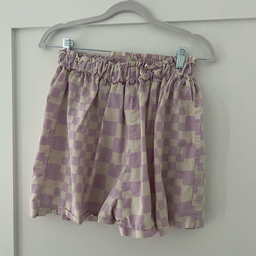 Space 46 Boutique Lavender Checkered High Waist Shorts